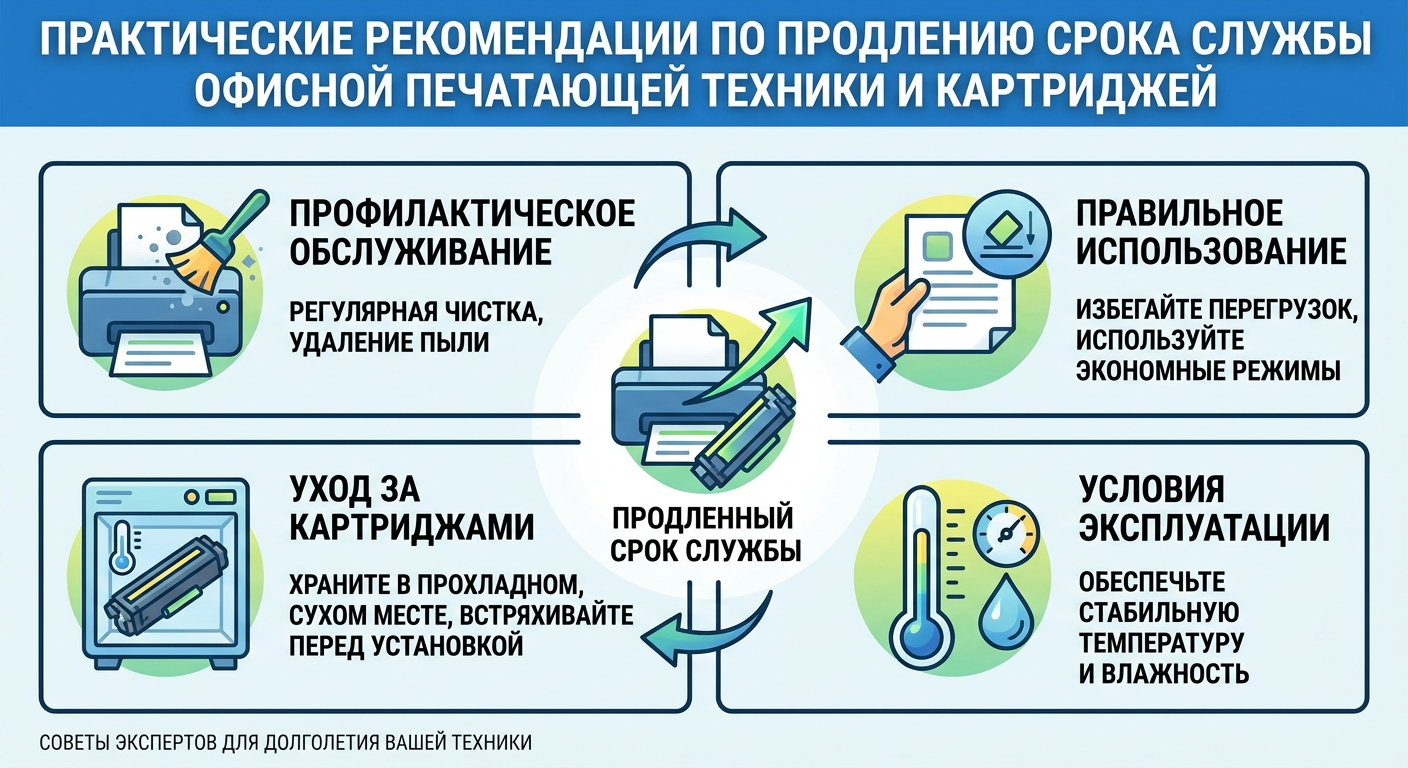 Практические рекомендации по продлению срока службы офисной печатающей техники и картриджей