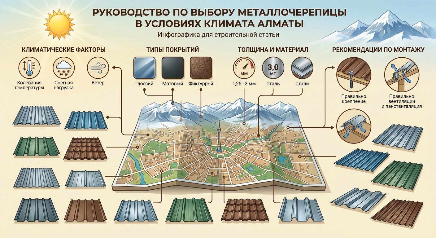 Руководство по выбору металлочерепицы для строительства в условиях климата Алматы