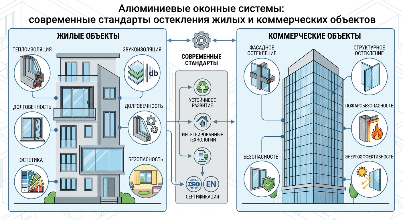 Алюминиевые оконные системы: современные стандарты остекления жилых и коммерческих объектов