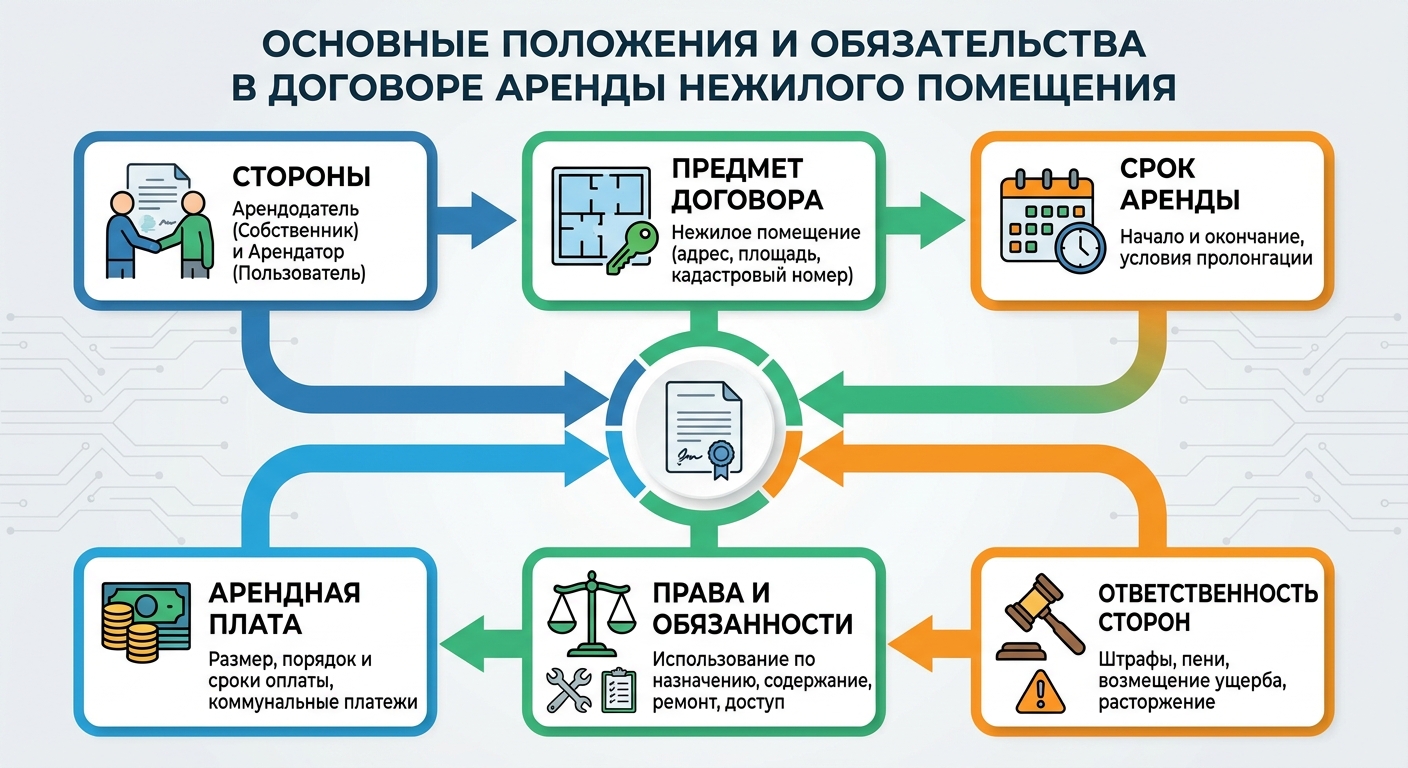 Основные положения и обязательства в договоре аренды нежилого помещения