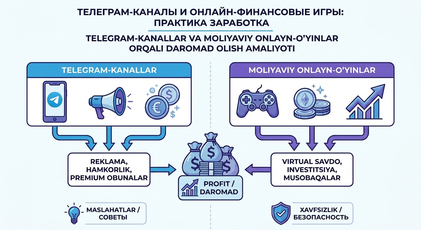 Telegram-kanallar va moliyaviy onlayn-o’yinlar orqali daromad olish amaliyoti